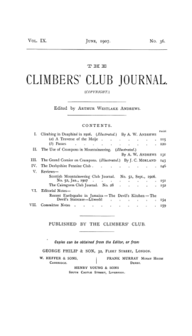 Climbers' Club 1907 Vol.9 No.36 Journal cover